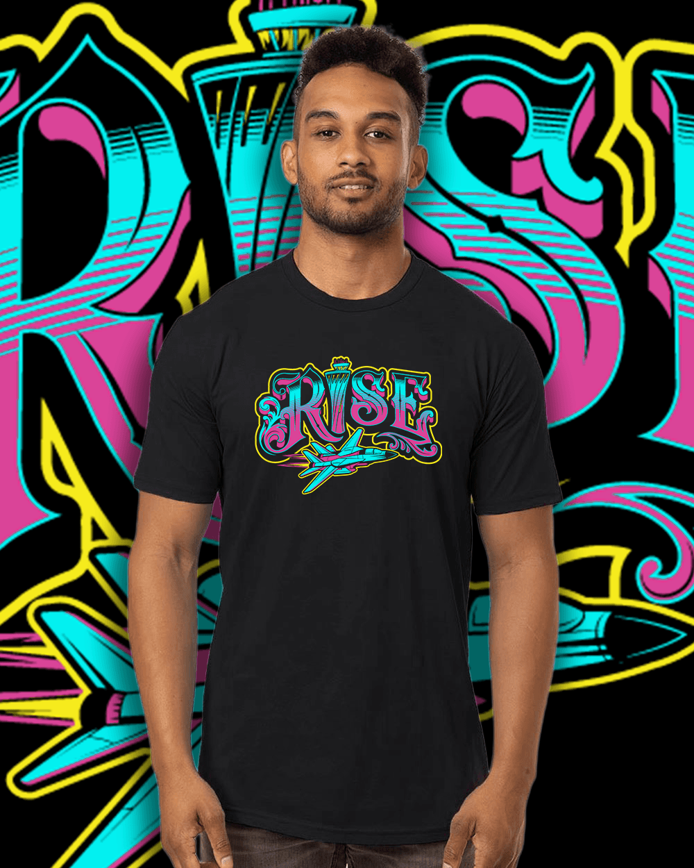 RISE tee, front design
